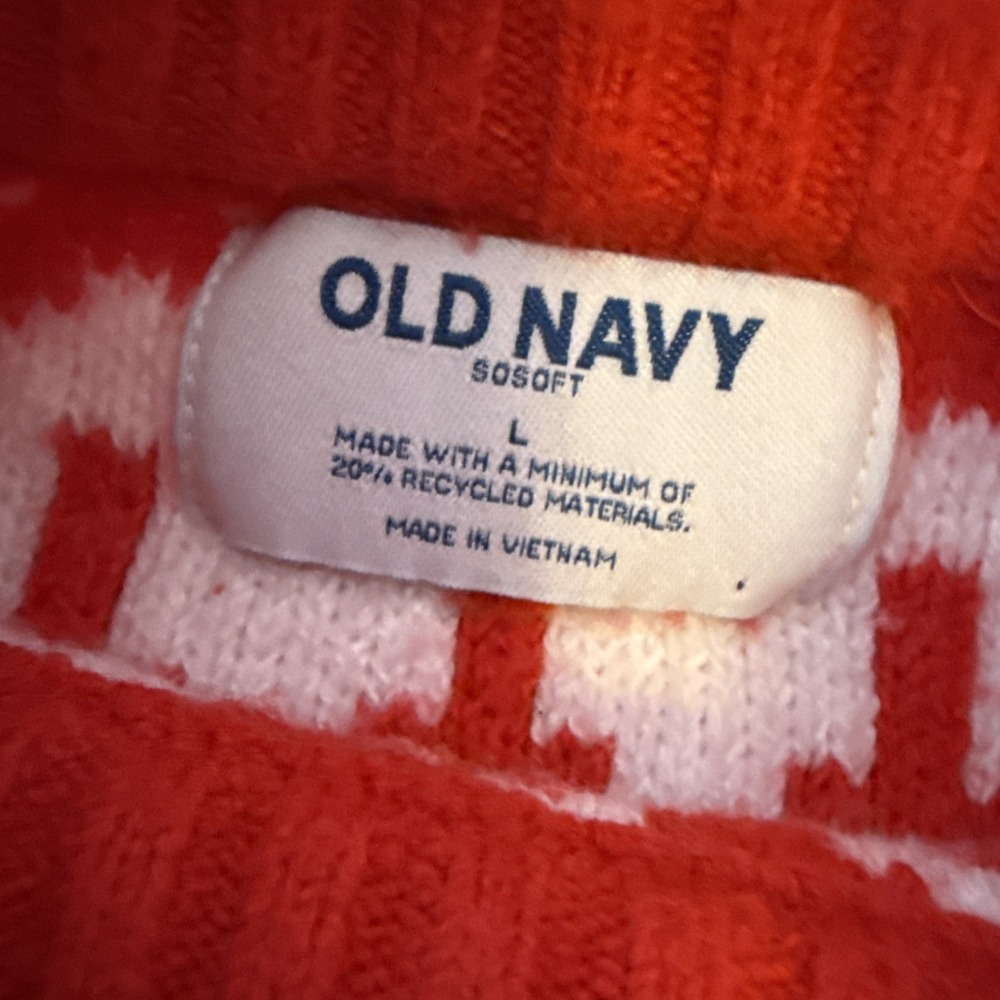Old Navy SoSoft Red Fair Isle Mock Neck Boxy Crop Sweater Women's L Nordic Ski - Picture 4 of 7